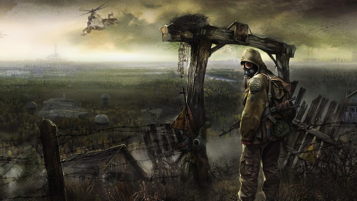 S.T.A.L.K.E.R.: Shadow of Chernobyl character with helicopter