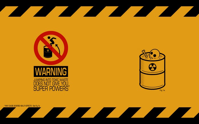 Warning sign about toxic waste and radioactive barrel