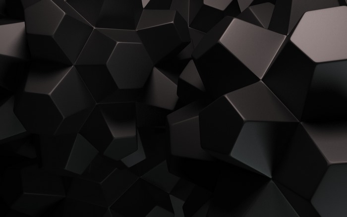 Dark geometric shapes with hexagonal patterns