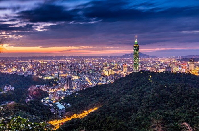 Taipei cityscape with Taipei 101 at dusk