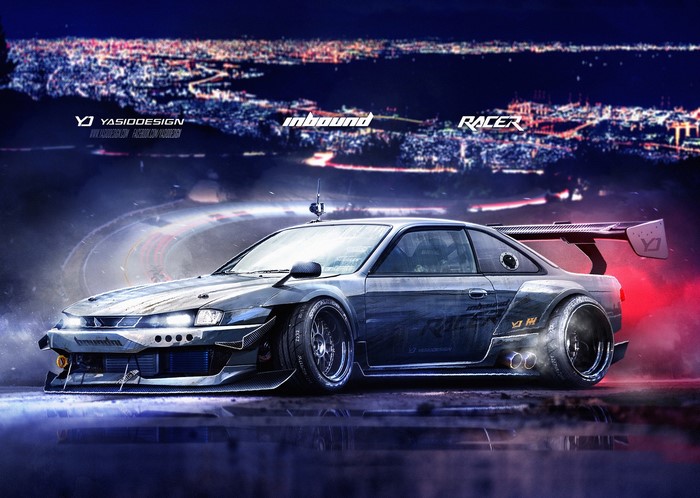 Nissan Silvia S14 Kouki Drift Car Night Scene
