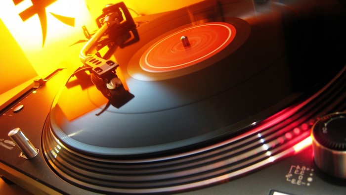 Turntable playing a vinyl record