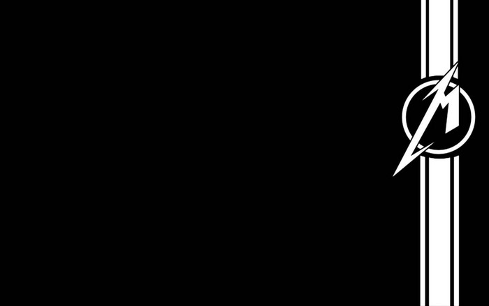 Metallica logo on black background with white stripes