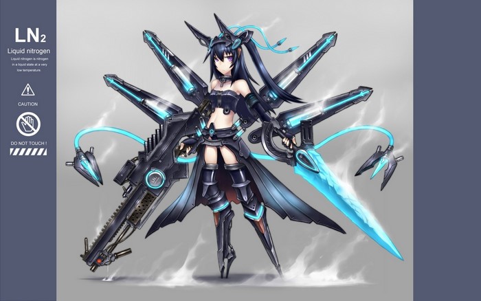 Anime girl with liquid nitrogen-themed weapons