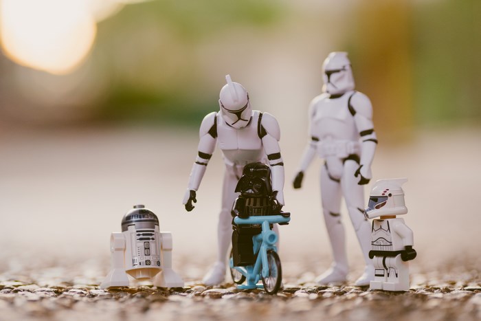 Star Wars toys with Darth Vader on a bike