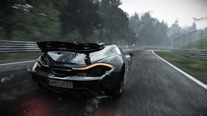 McLaren P1 on a wet race track