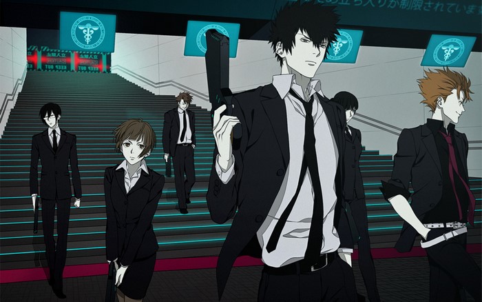 Psycho-Pass characters on stairs