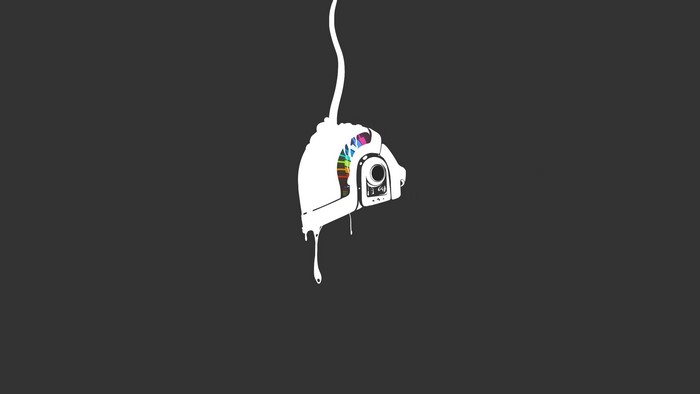 Daft Punk helmet dripping with rainbow colors