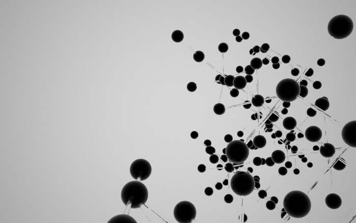 Abstract molecular structure with black spheres