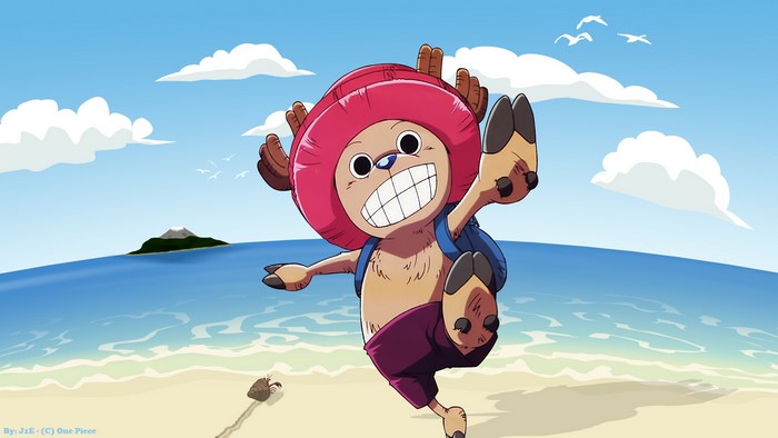 Tony Tony Chopper from One Piece on a beach