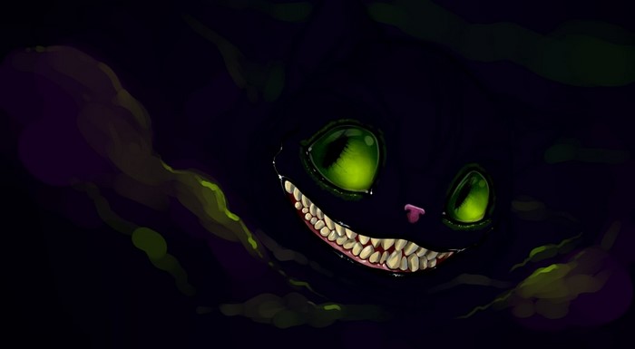 Cheshire Cat smiling in the dark