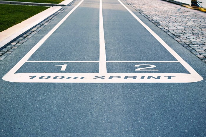 100m Sprint Race Track Start Line