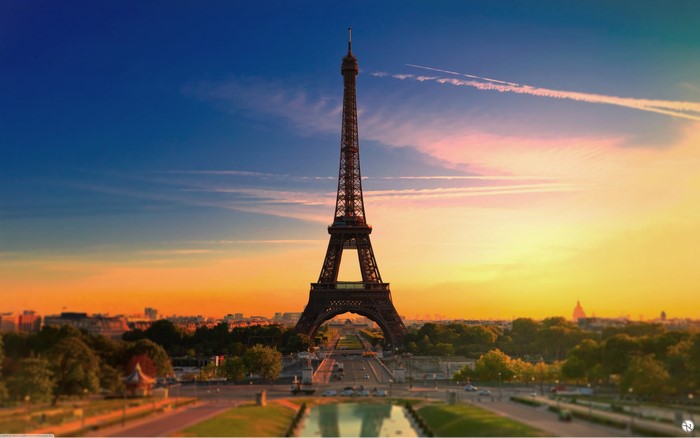 Eiffel Tower at Sunset in Paris, France
