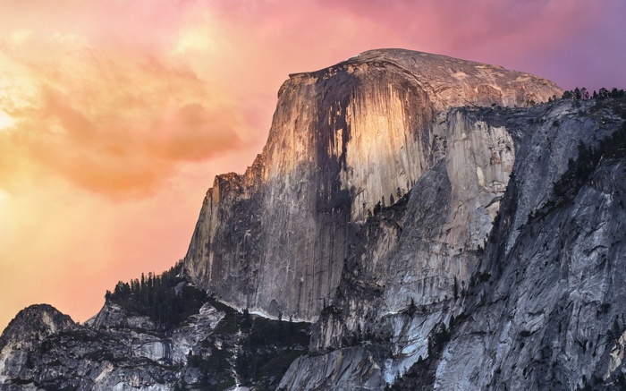 Half Dome mountain at sunset