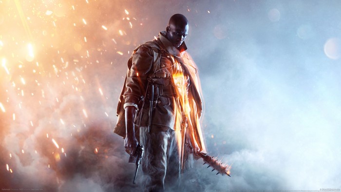 Soldier Holding Spiked Club and Revolver in Battlefield 1