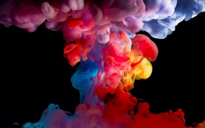 Colorful Digital Paint Swirls in Black Background