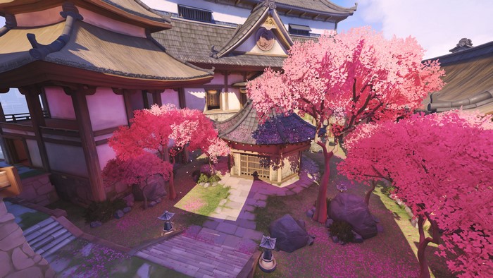 Serene Cherry Blossom Garden in Overwatch Hanamura