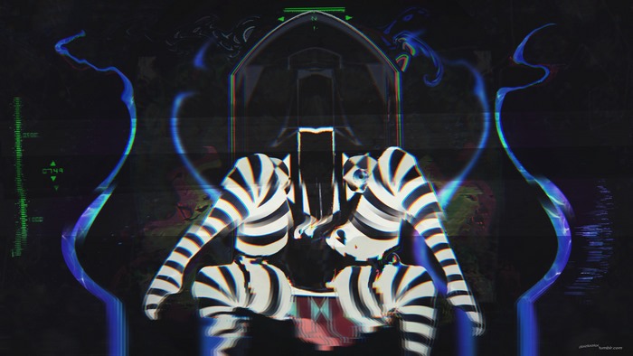 Abstract surreal glitch art with stripes