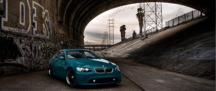 Teal BMW 3 Series Coupe in Graffiti Tunnel