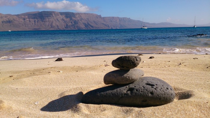 Stacked stones on a beach in Lanzarote