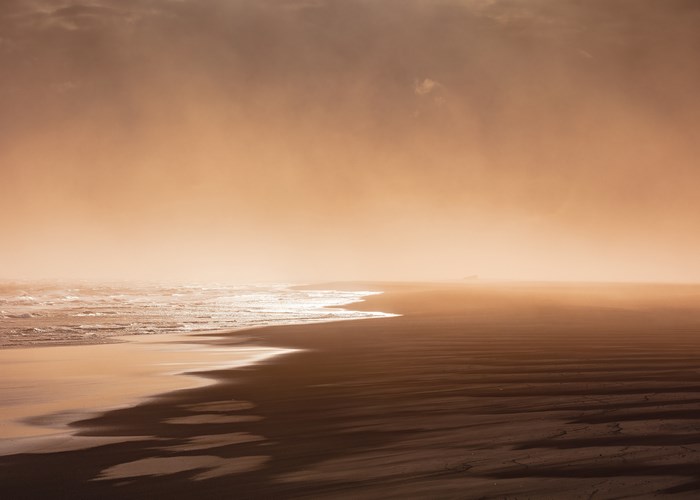 Golden Sunrise Over Black Sand Beach Iceland