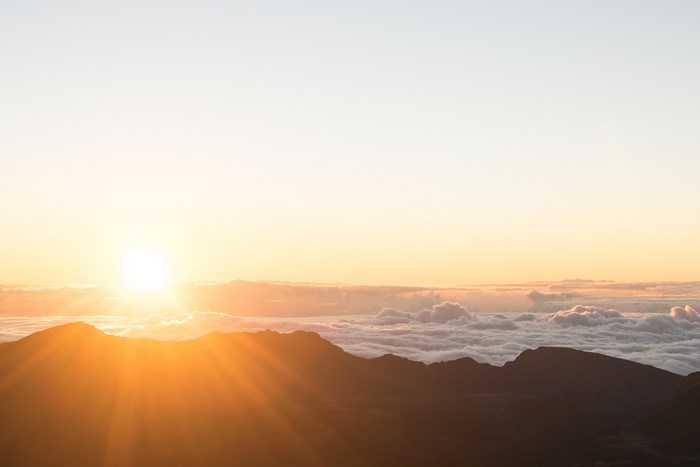 Sunrise over Haleakala mountains in Maui, Hawaii