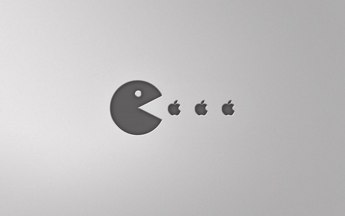 Pac-Man eating Apple logos