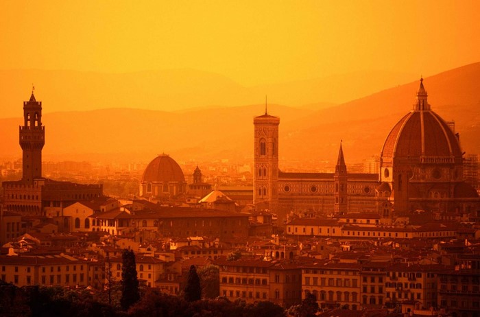 Florence cityscape with Duomo at sunset
