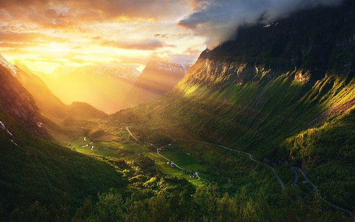 Sunrise over Geirangerfjord, Norway