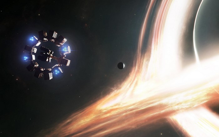 Spaceship Endurance near Gargantua black hole from Interstellar