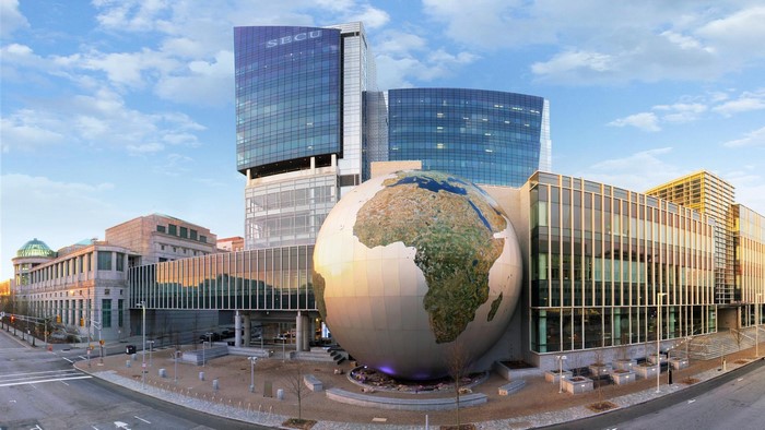 NC Museum of Natural Sciences with SECU building and globe