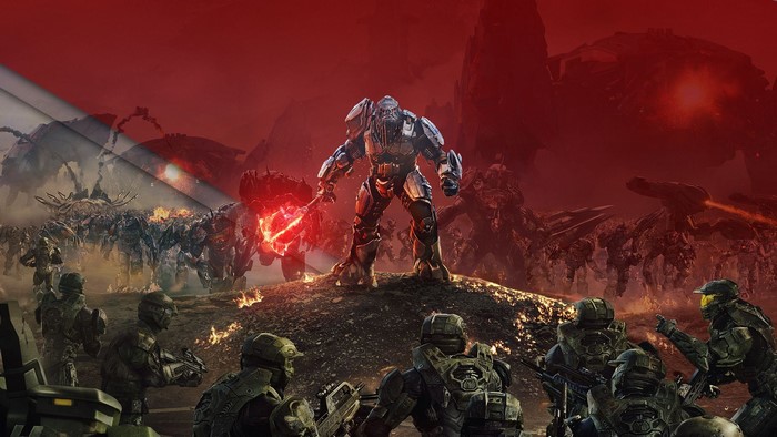 Brute Warlord and Spartans in Halo Wars