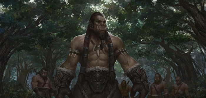 Orcs in a forest, fantasy art