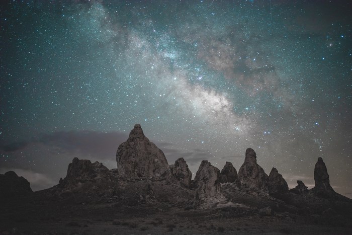 Milky Way over Trona Pinnacles in California