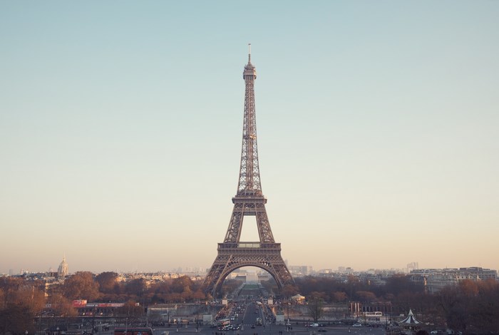 Eiffel Tower in Paris, France at Sunset