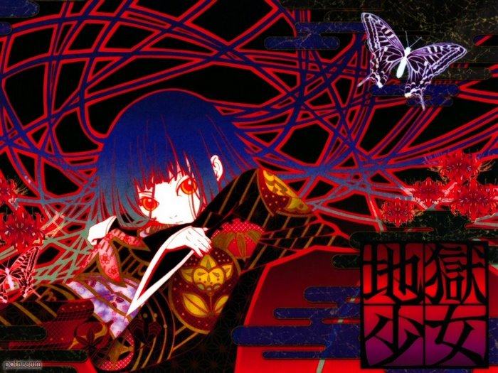 Jigoku Shoujo Anime Girl with Butterflies