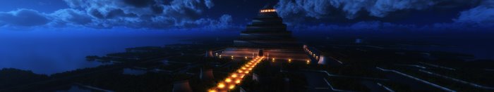 Night view of a stepped pyramid complex