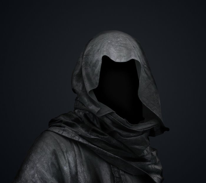 A figure in a dark hooded robe
