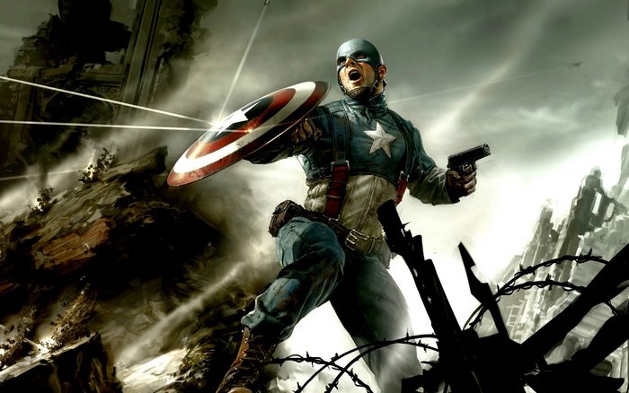 Captain America in battle
