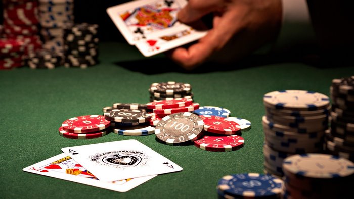 Poker game with chips and cards