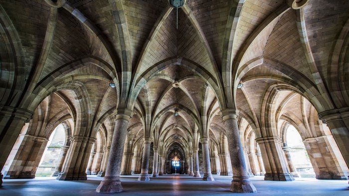University of Glasgow's stunning stone arches and columns
