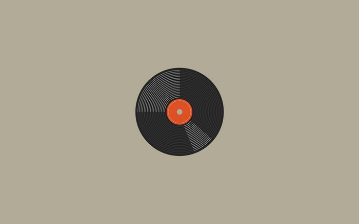 Minimalist vinyl record on a plain background