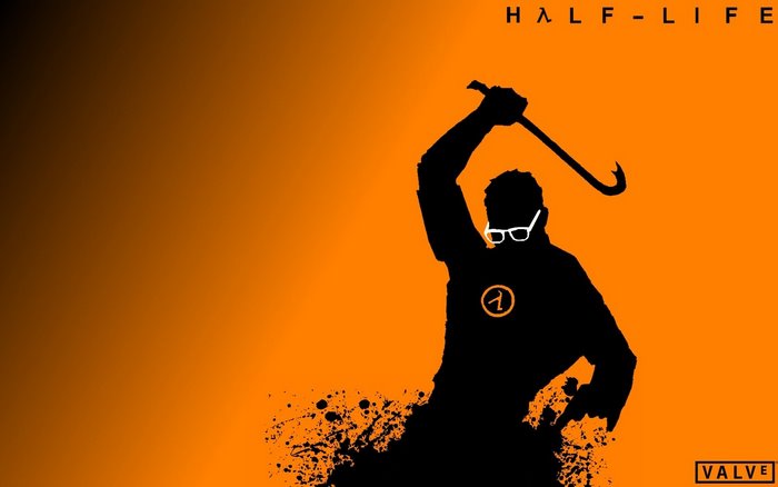 Gordon Freeman from Half-Life with a crowbar