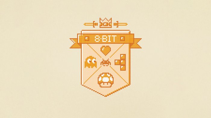 8-Bit Retro Gaming Crest with Icons