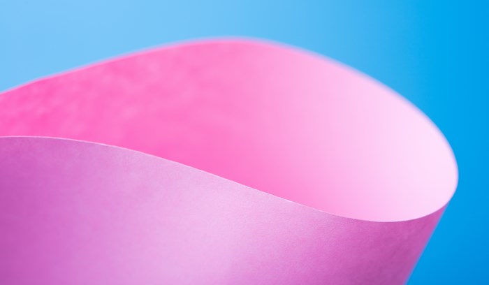 Abstract Pink and Blue Curved Paper Shapes