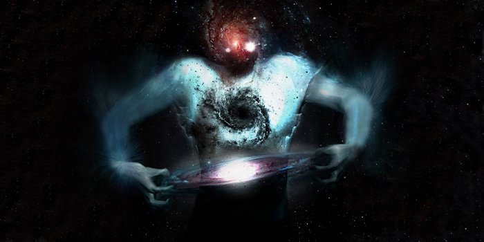 Cosmic Being Holding a Galaxy