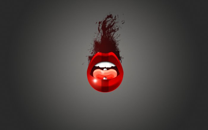 Red lips with blood splatter