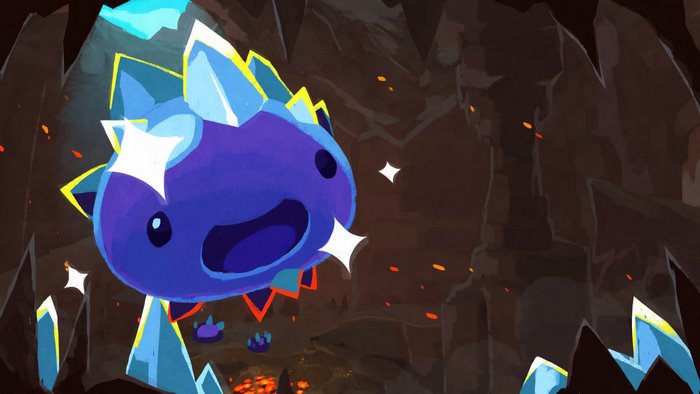Crystal Slime from Slime Rancher in a cave