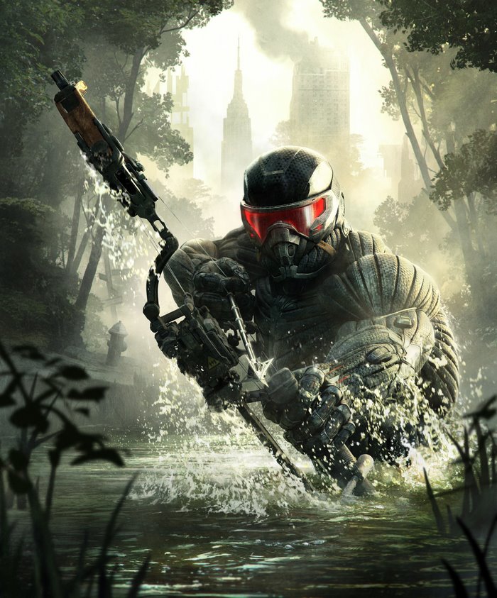 Soldier with rifle in water from Crysis 3