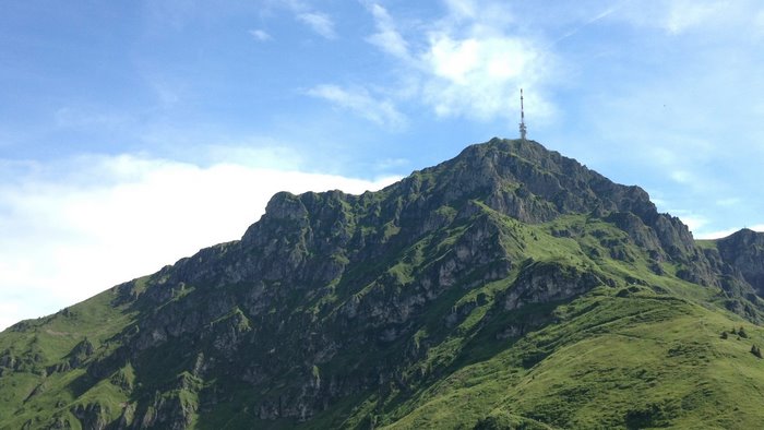 Mountain peak with antenna in Tyrol, Austria